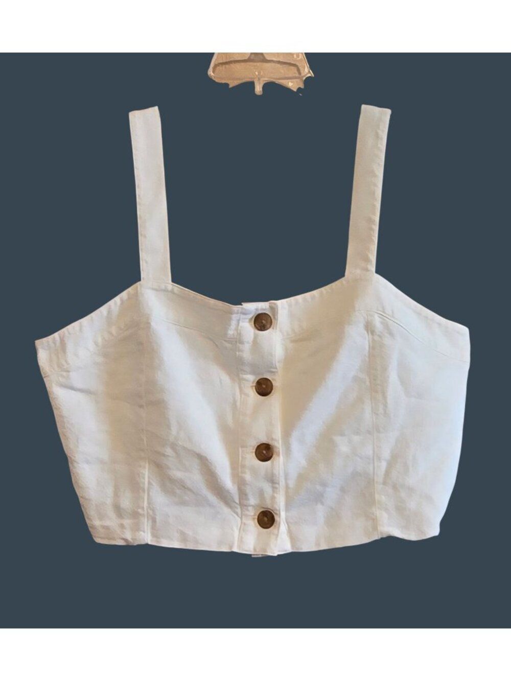White Sleeveless Button-Up Linen Crop Top Chic beach nautical summer bonfire